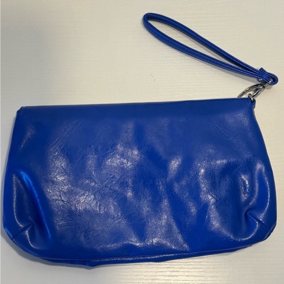 Royal Blue Kenneth Cole Reaction Envelope Style Purse Wristlet Clutch Silver - Picture 6 of 6
